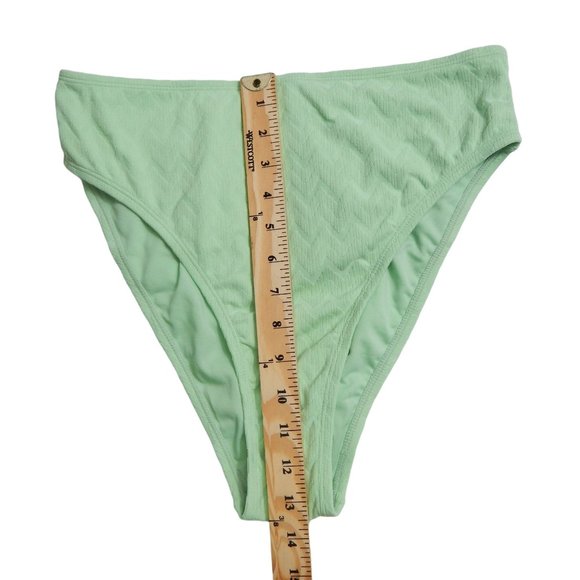 Bikini Bottoms High Leg High Waist Xhilaration Green Chevron Women's Size L - Picture 4 of 9